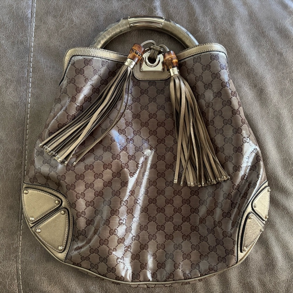 Authentic Gucci Brown/Gold Hobo Bag Perfect Condition